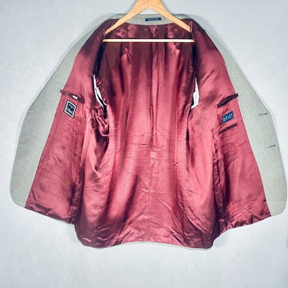 Ralph Lauren Blazer Mens 46R Gray Silk Wool Herringbone Sport Coat Jacket - Picture 6 of 15